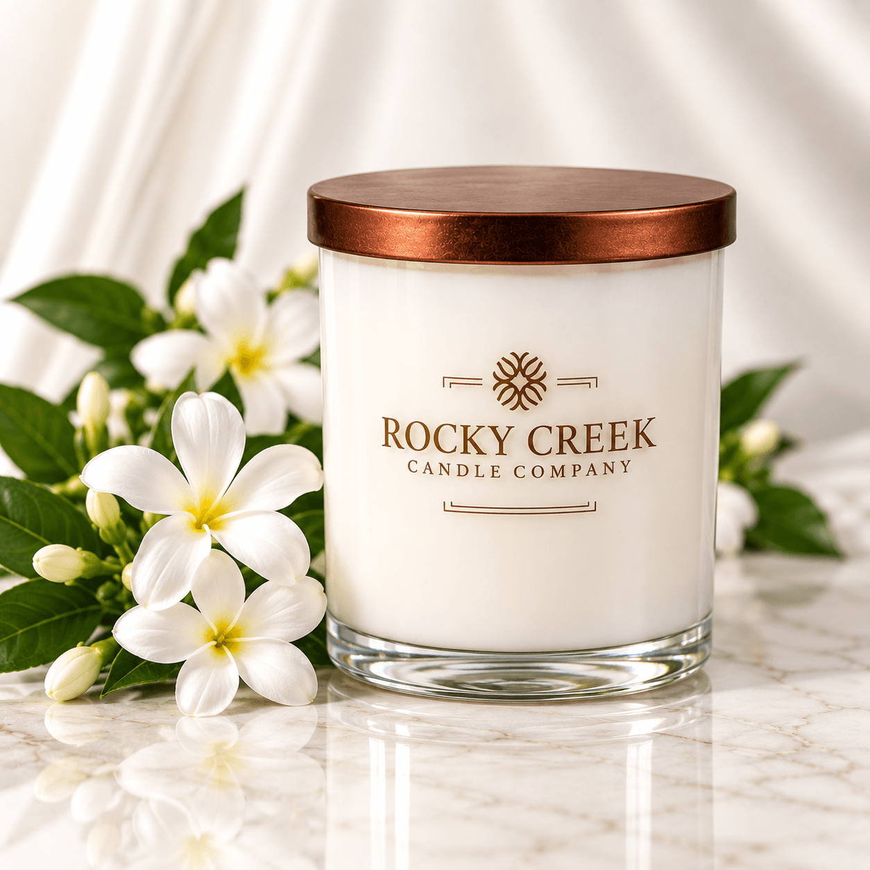Jasmine Scented white rock glass tumbler candle