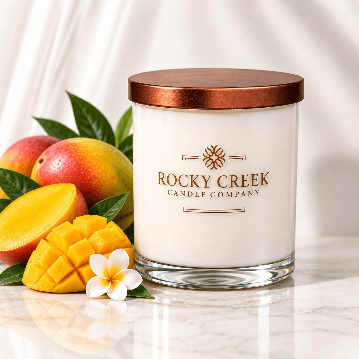 Mango Scented white rock glass tumbler candle