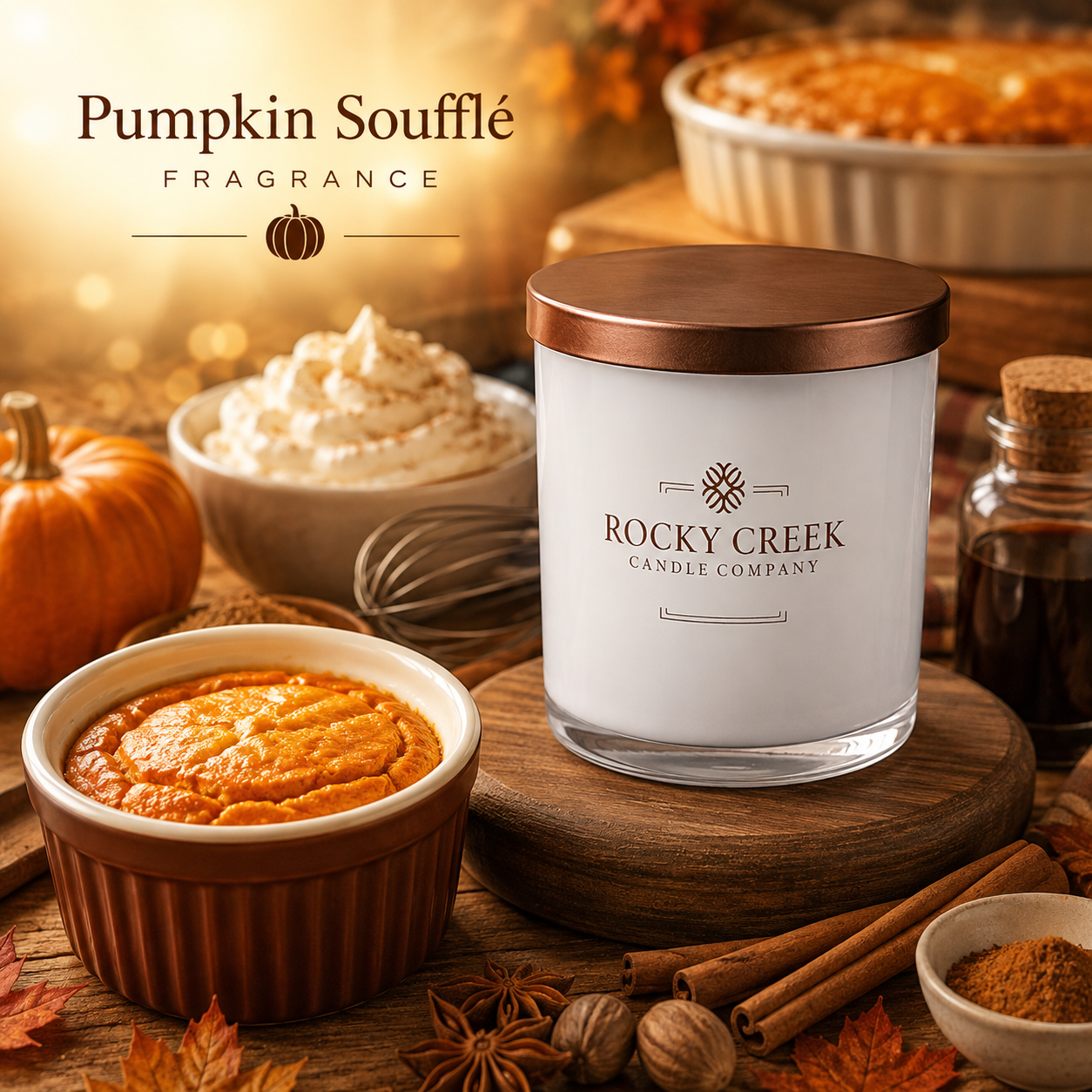 Pumpkin Soufflé Scented Candle in White Rock Glass Tumbler