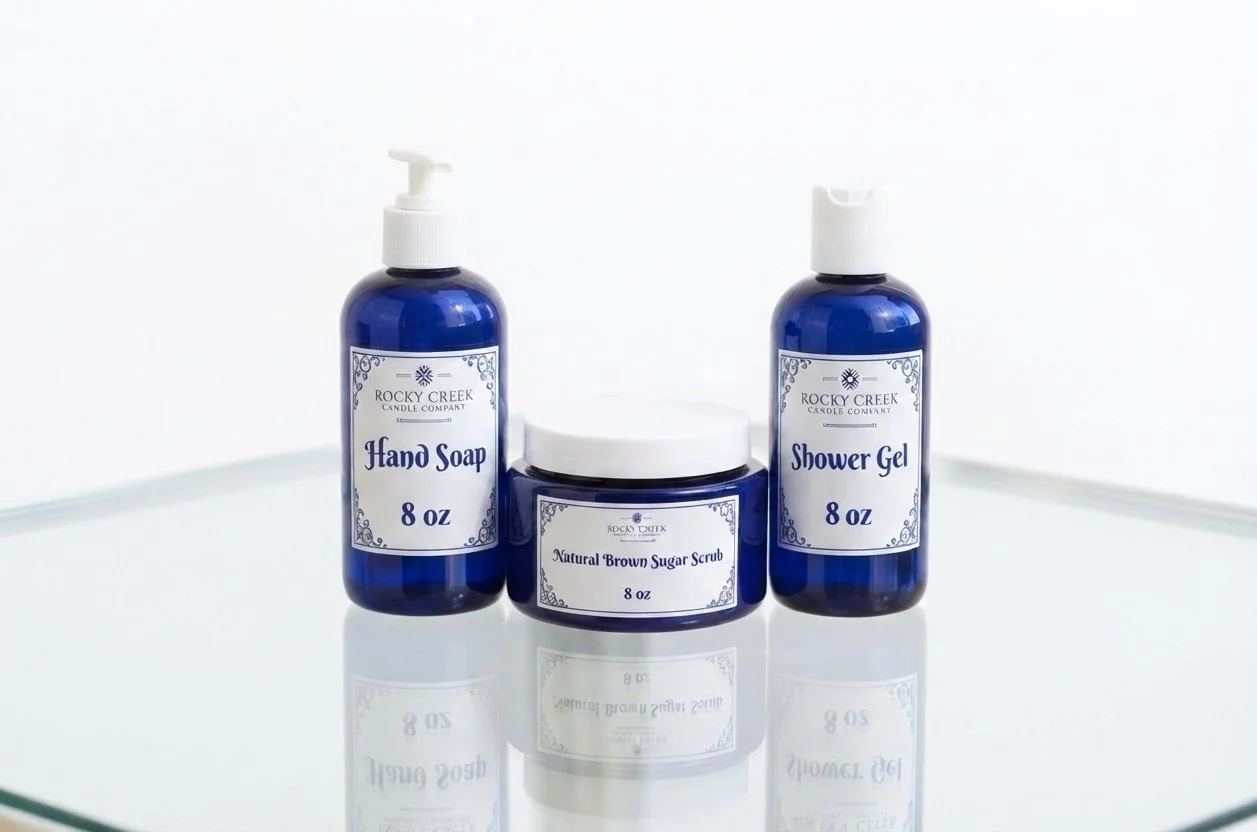 shower gel, hand soap and sugar scrub