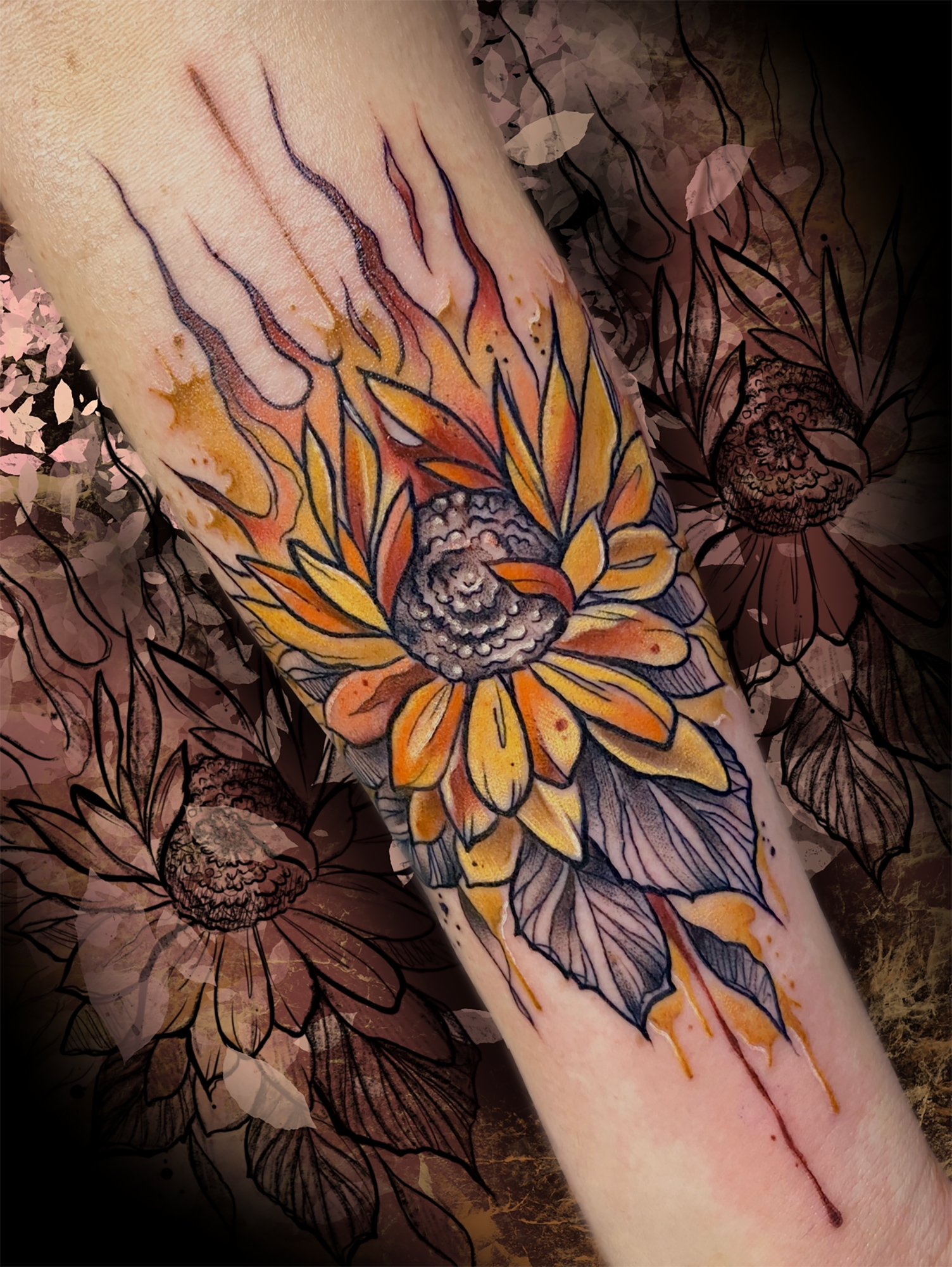 Share 184+ blue sunflower tattoo super hot