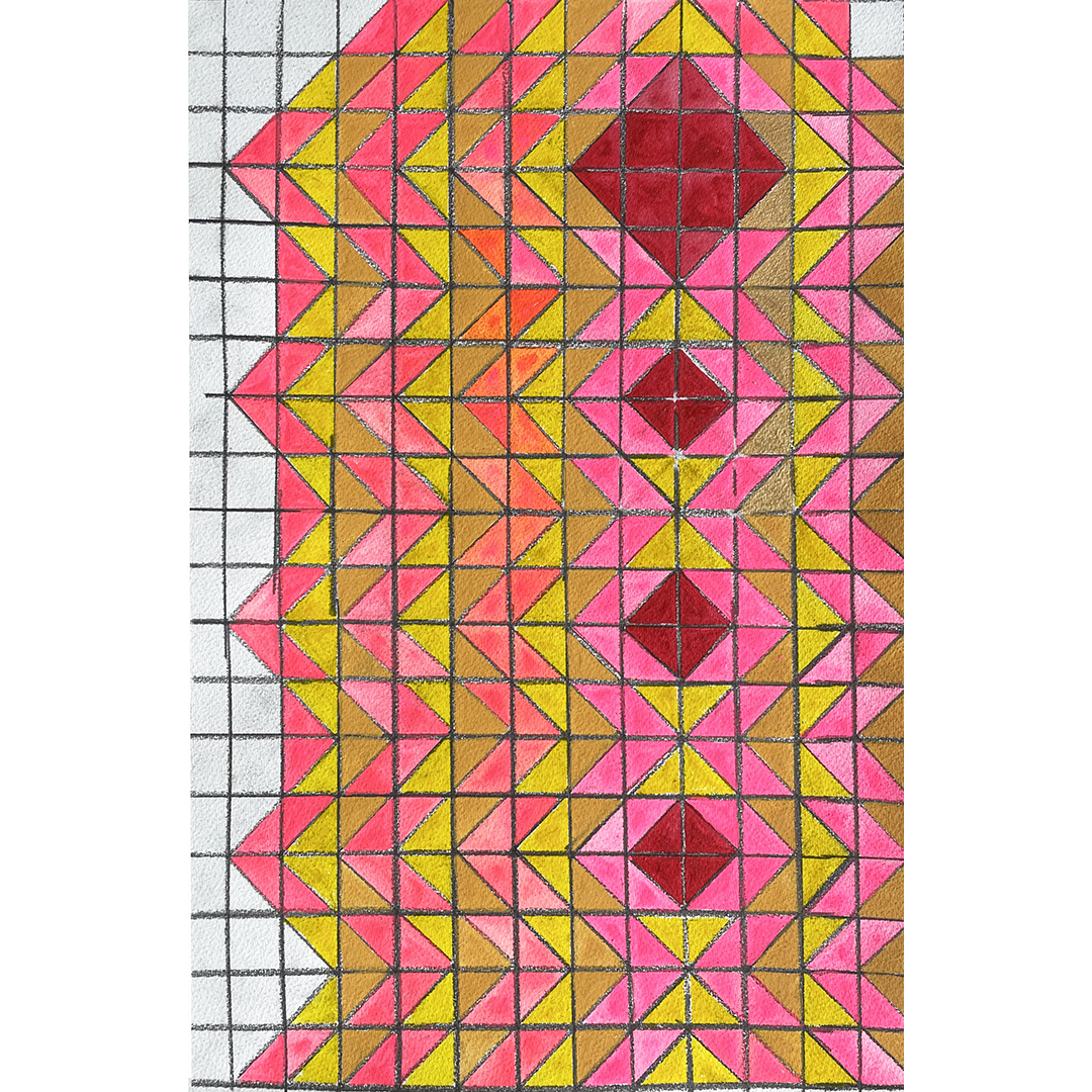 Fire rug watercolor on paper 23" x 15" 2022