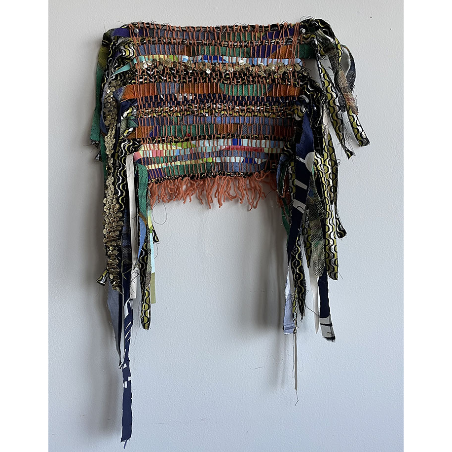 Skeleton4 15" x 15" oil on canvas weaving 2022