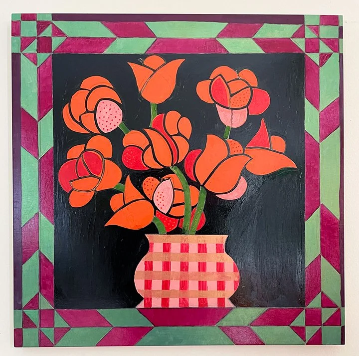 Still Life 3 26" x 26" acrylic and oil on wood 2022