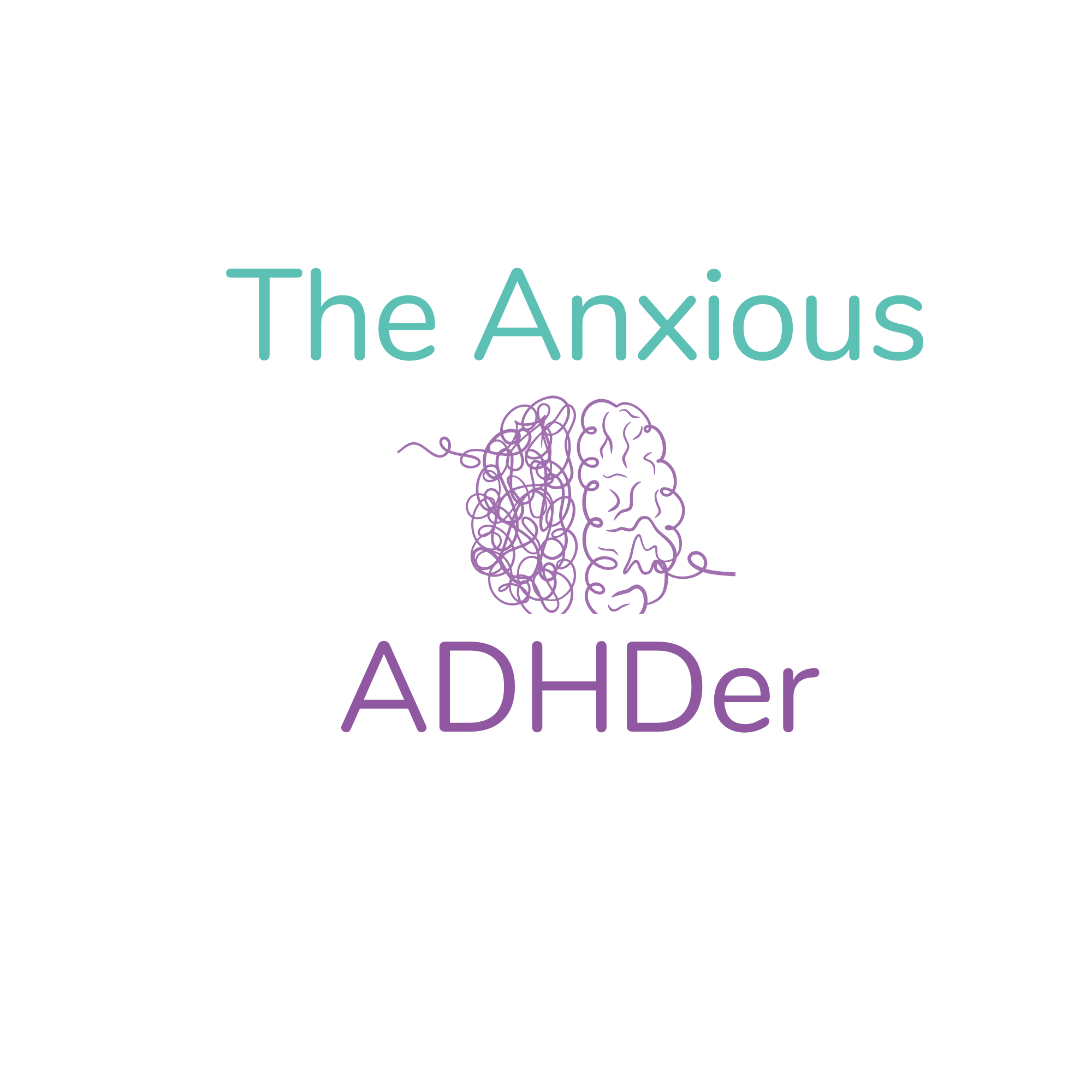 Text The Anxious ADHDe with syalised brain image