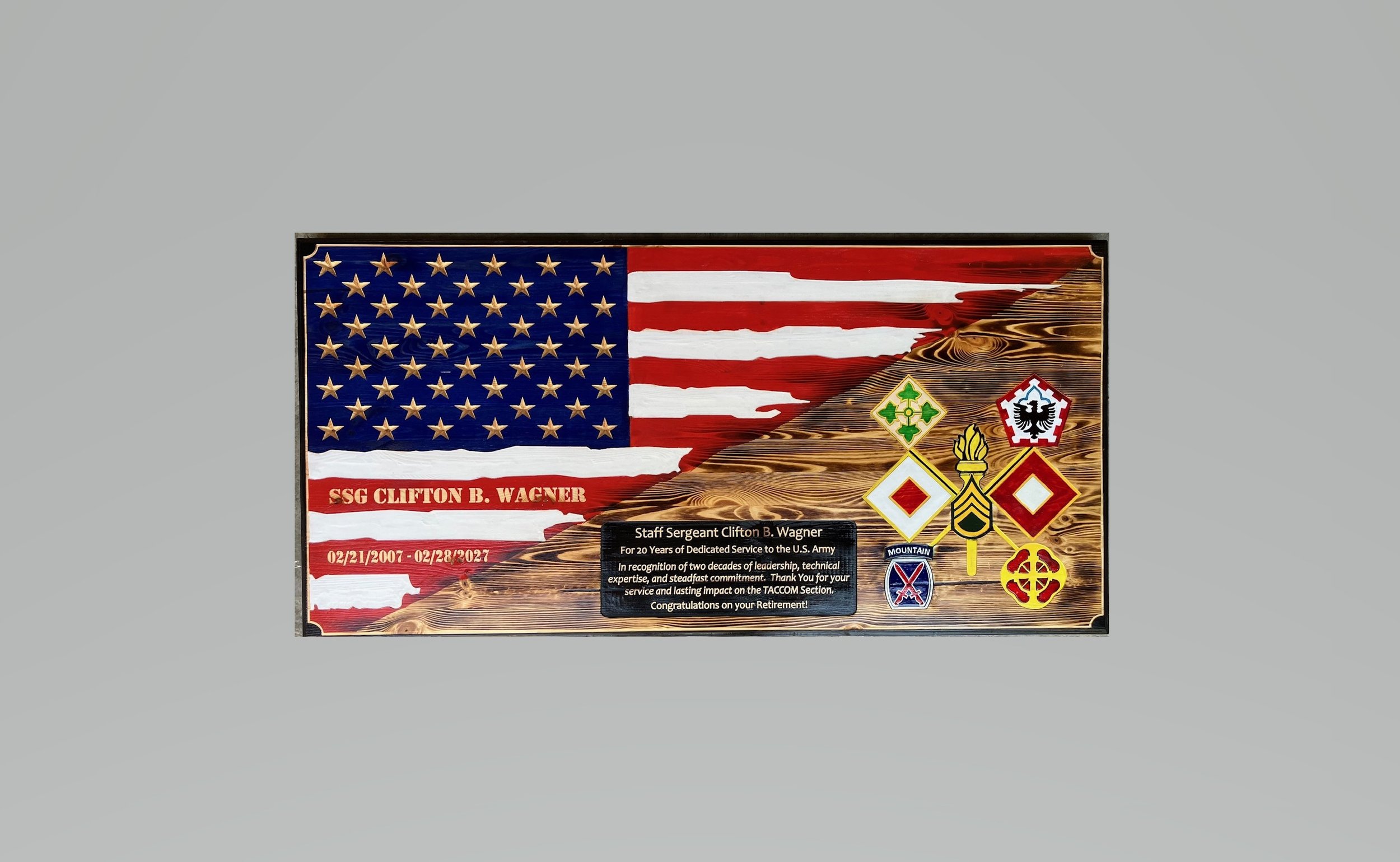 Unique Military Veteran Gift Flag - Perfect for Retirement or to Honor Their Service.