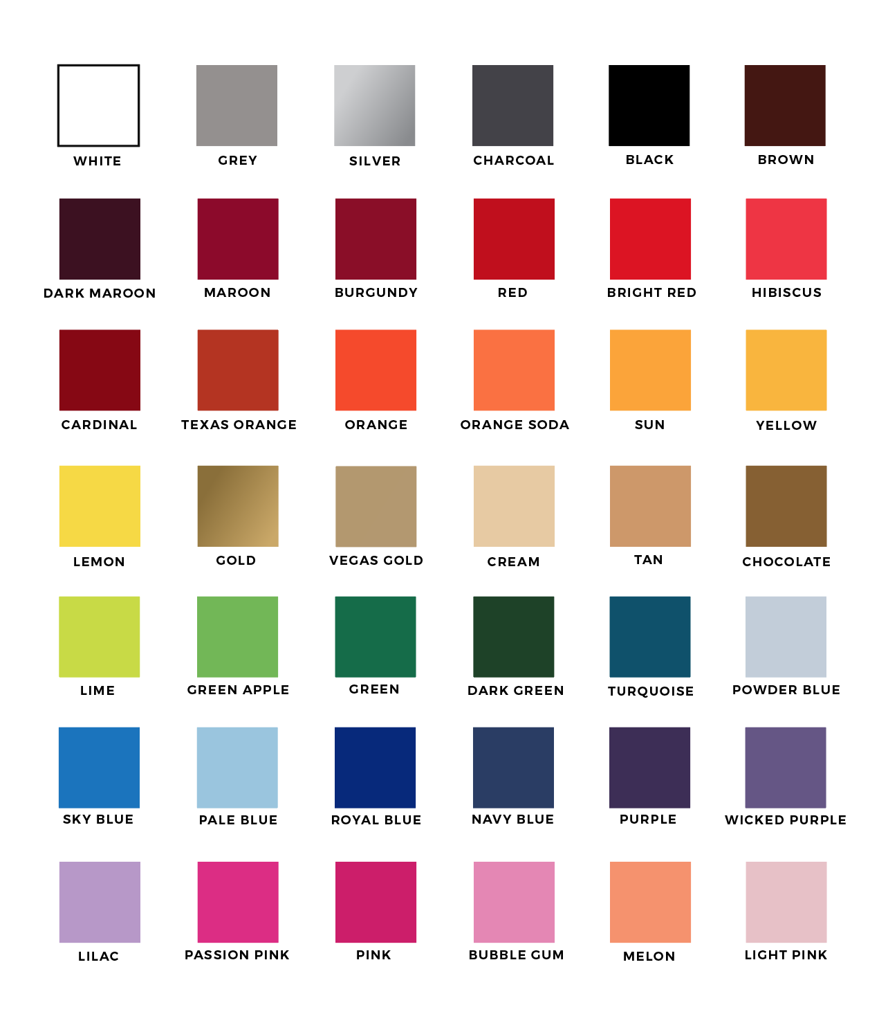 Color Chart — Strap Lab