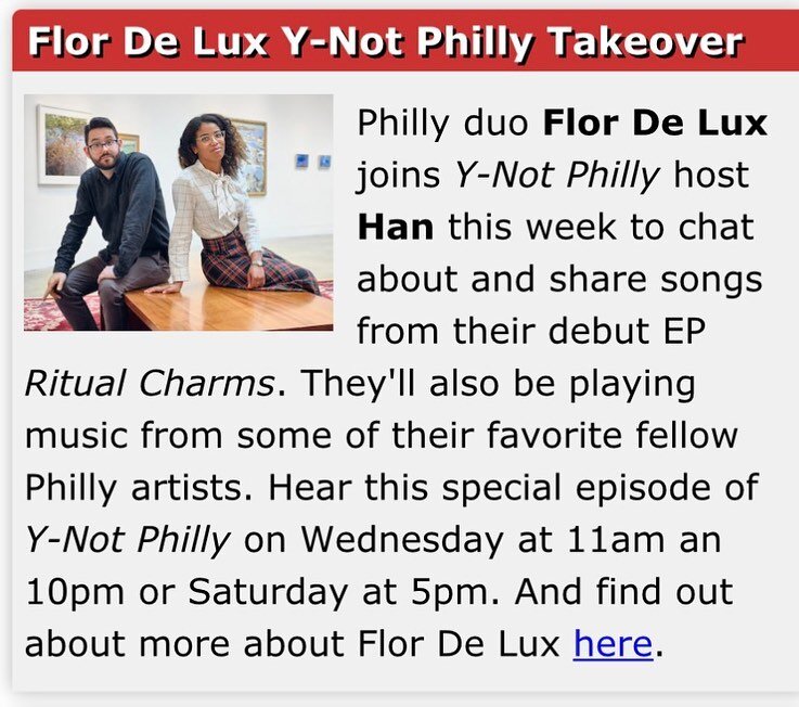 Got a big week on our hands! Our debut EP, Ritual Charms, comes out this Friday 6/16 and there&rsquo;s so much more going on too! Swipe to see what else we&rsquo;re cooking up.

Slide 1: Listen to the episode that we joined of Y-Not Philly with @wild