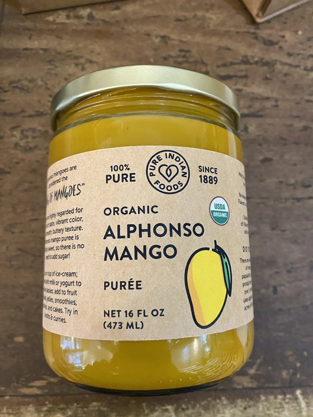 Pure Indian foods organic Alphonso mango puree 16 oz — Christina's