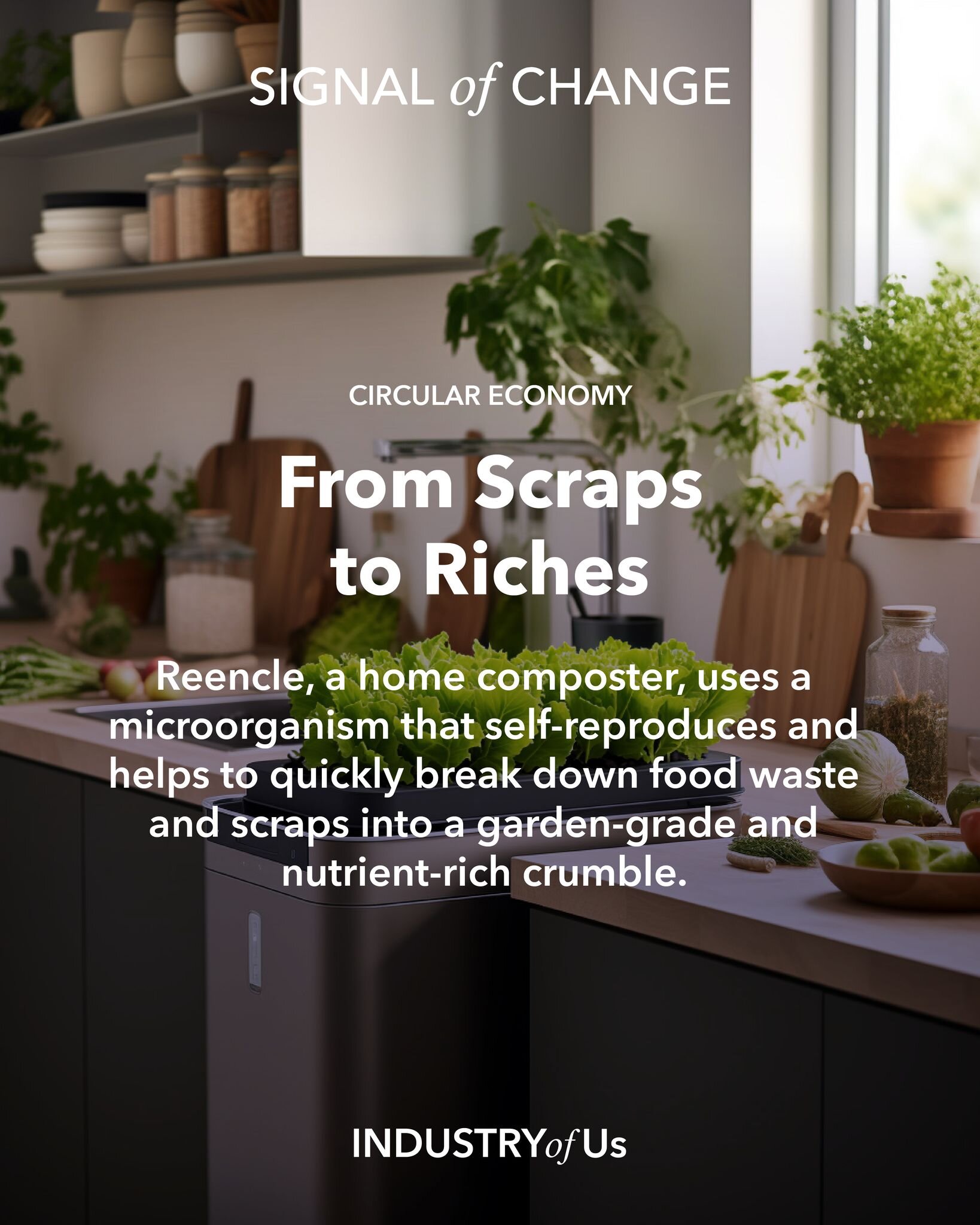Reencle is a home composter that is set to disrupt and upscale home composting with it&rsquo;s trademarked microorganism that self-reproduces and helps to quickly break down food waste and scraps.

Unlike others on the market that simply dehydrate fo