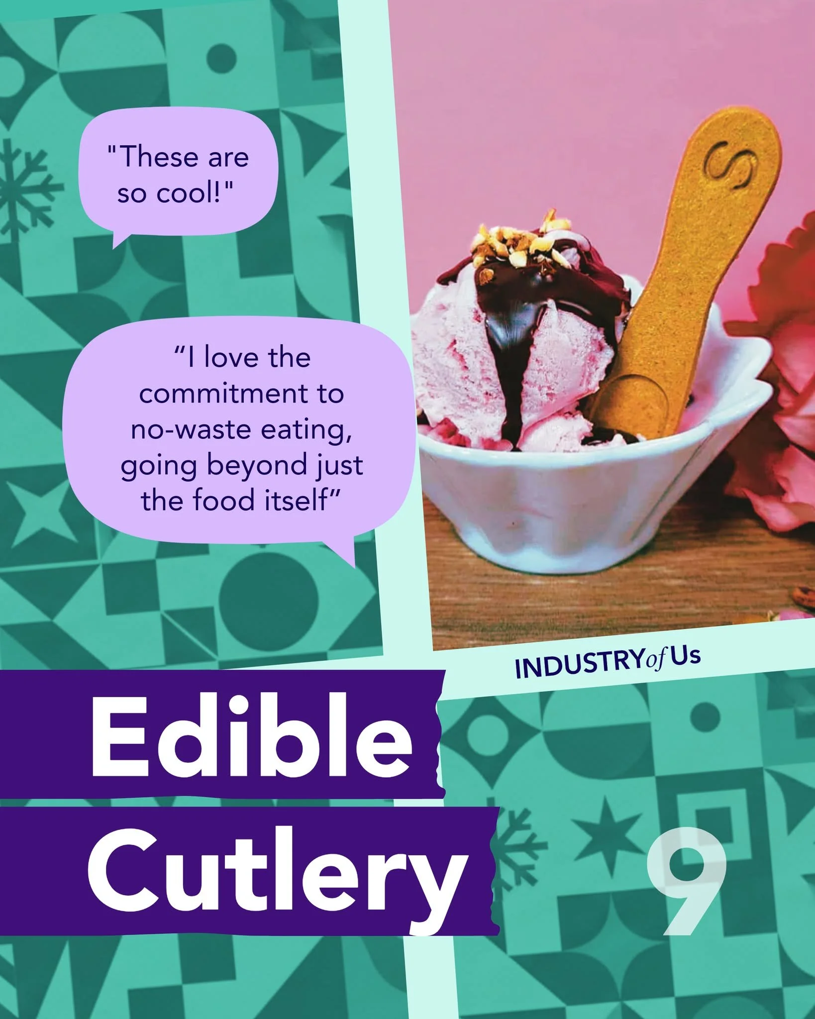 Day 9 of our advent calendar, bringing you a piece of creative good news every day!

@stroodles have an answer to the 40 billion pieces of plastic cutlery that are thrown away each year: Edible cutlery that becomes part of the meal!

We love how crea