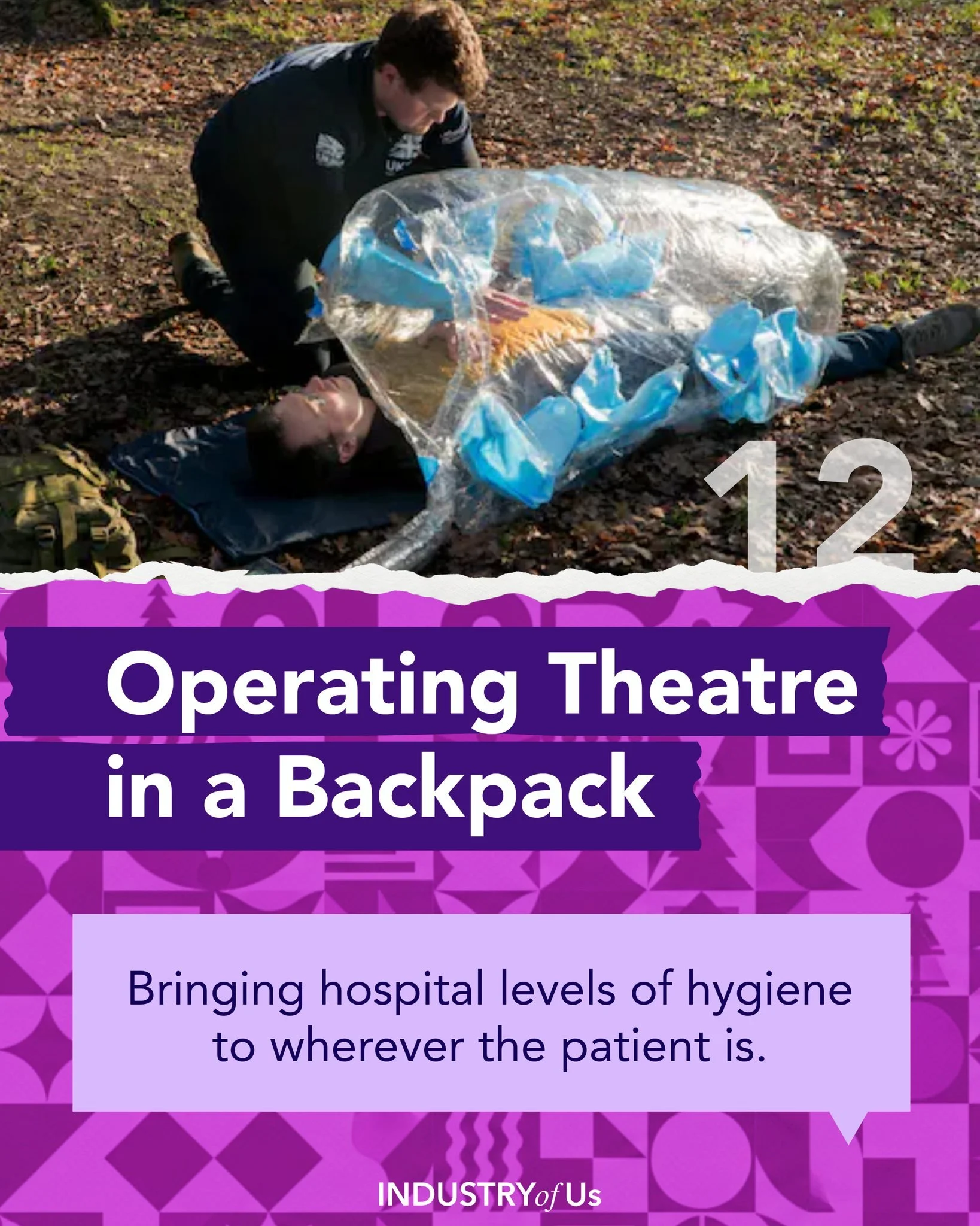 Day 12 of our advent calendar, bringing you a piece of creative good news every day!

This backpack contains a mobile operating theatre that can be used in challenging and remote environments, including conflict zones. An inflatable physical barrier 