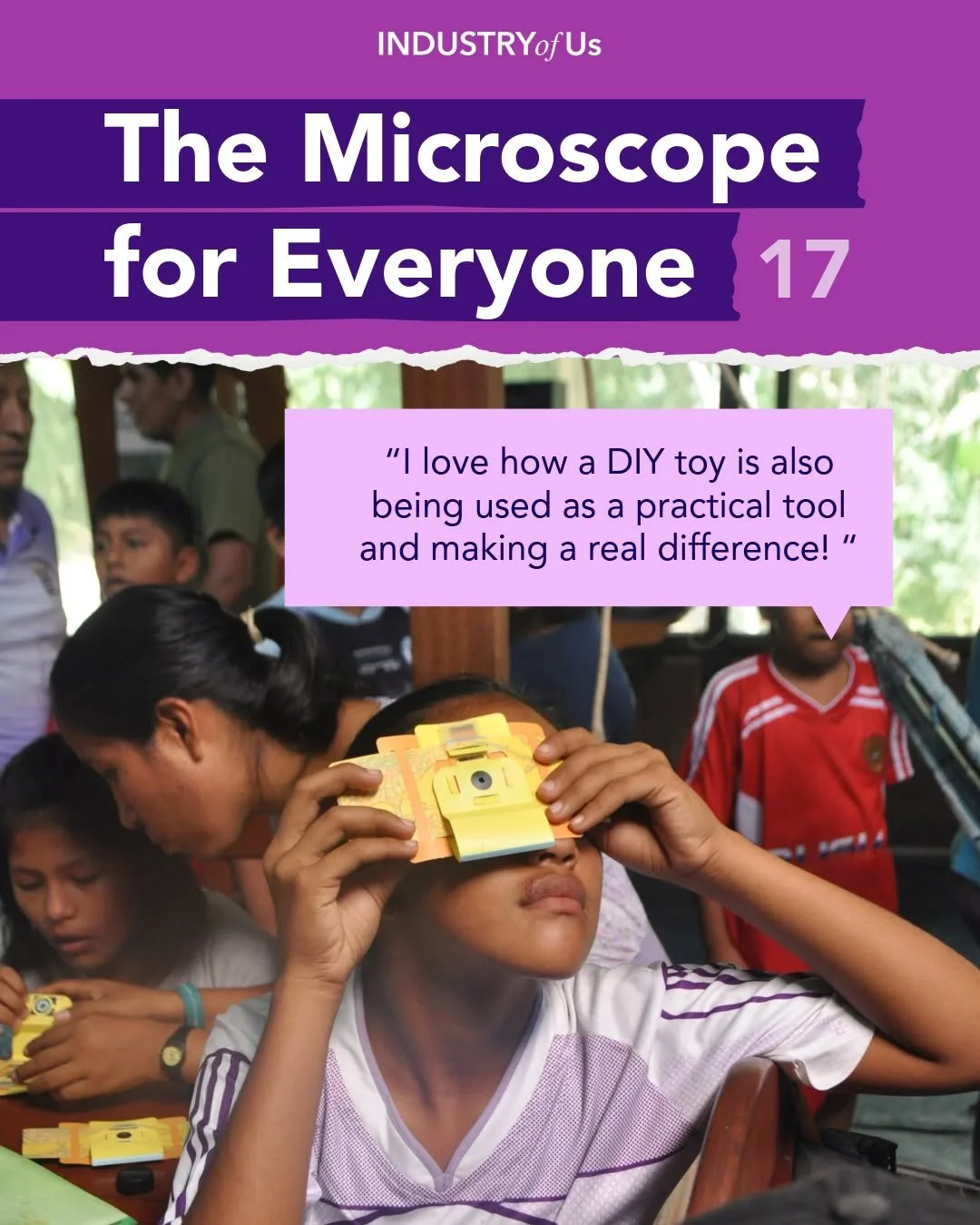 Day 17 of our advent calendar, bringing you a piece of creative good news every day!

Foldscope is a waterproof, foldable paper microscope that can fit in your pocket! Costing less than a dollar to build, it has brought scientific discovery to over 2