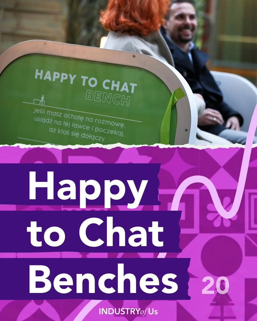 Day 20 of our advent calendar, bringing you a piece of creative good news every day!

Happy to chat benches invite strangers to sit down and have a conversation with one another. Initially trialled in Wales to enable moments of human connection, they