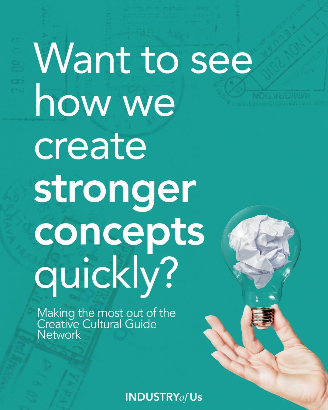 Want to create stronger concepts, faster?

In the last year, we ran many co-creative ideation sessions with our Creative Cultural Guides (CCGs), bringing local insight directly into the idea-generation process.

Cross-cultural ideation helps challeng
