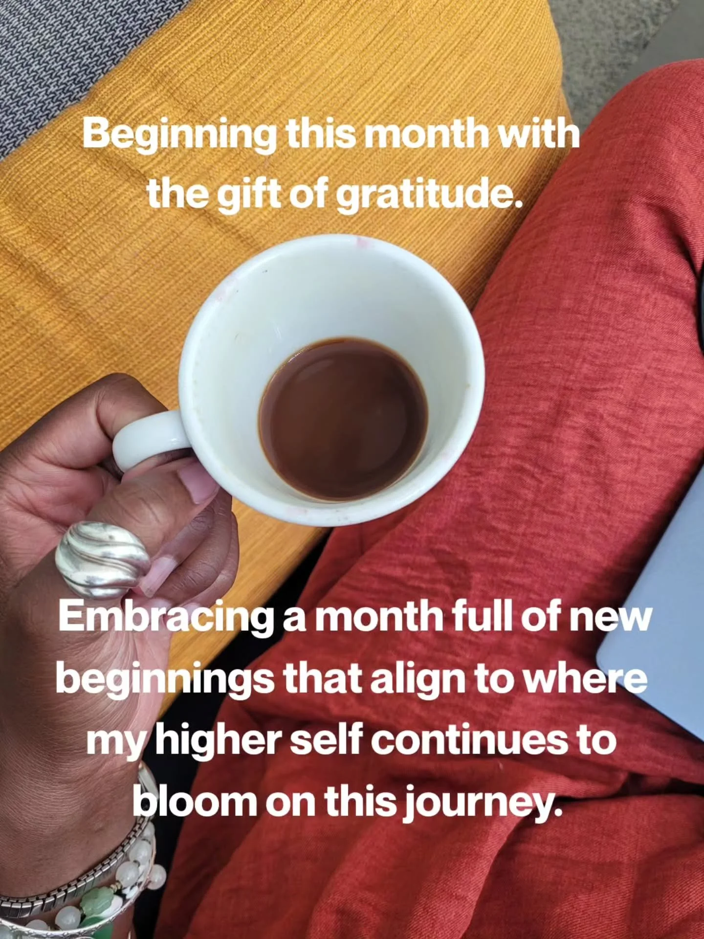 Hi, October✨️👋🏾

Beginning with the gift of gratitude.

Embracing a month full of new beginnings that align to where my higher self continues to bloom on this journey.&nbsp;

A month where my true self can feel safe in my joy, love &amp; success.

