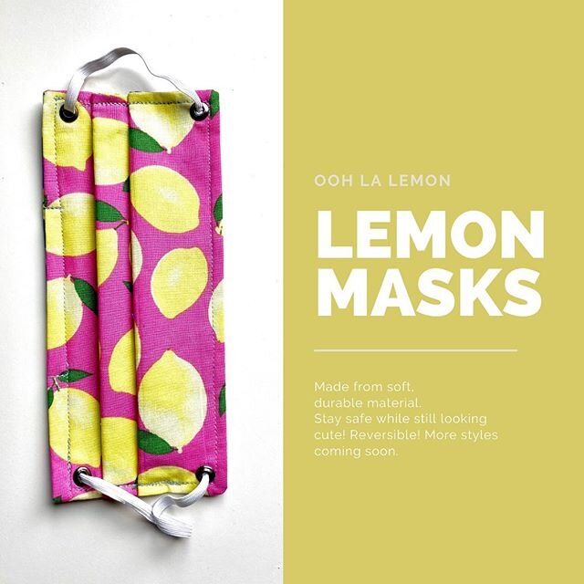 during this time, it is important we stay safe with the right protection! while doing this, why not look cute this summer?! many more styles and patterns coming soon for everyone! look on website...link in bio. #lemon #masks #healthy #corona #safe #c