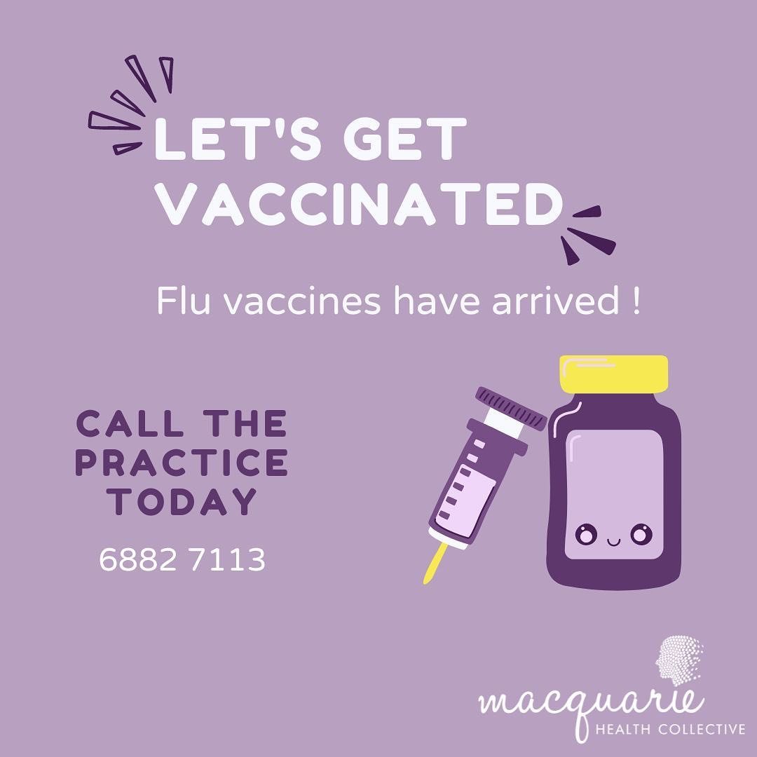 Exciting news! 

We now have both government-funded and private flu vaccines available at our practice! 💉

Please be patient with us as we navigate through the high demand. 

Call us today at 6882 7113 to schedule your flu shot and stay healthy this