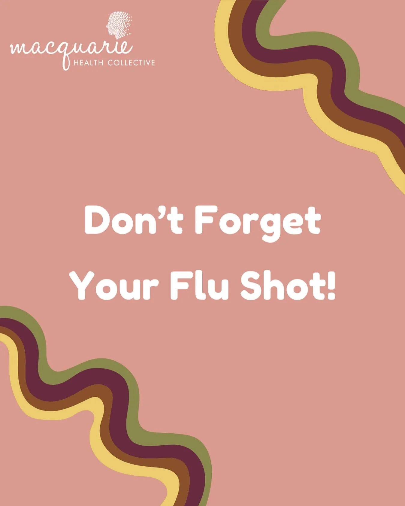 Just keeping it on your radar 💉

Flu vaccines are available now.

You can book online or call our lovely reception team on 6882 7113.