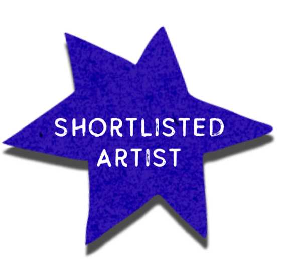 WIA 2026. Blue star-shaped badge with white text that reads 'SHORTLISTED ARTIST'.
