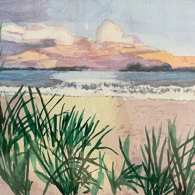 Watercolors. When I want to do a cloud or a wave, I often get fuddled by what I think they look like. This one I painted upside down. Just shapes and colors. No preconceptions. Take a walk and let go of what things are&mdash;the names, the uses. Just