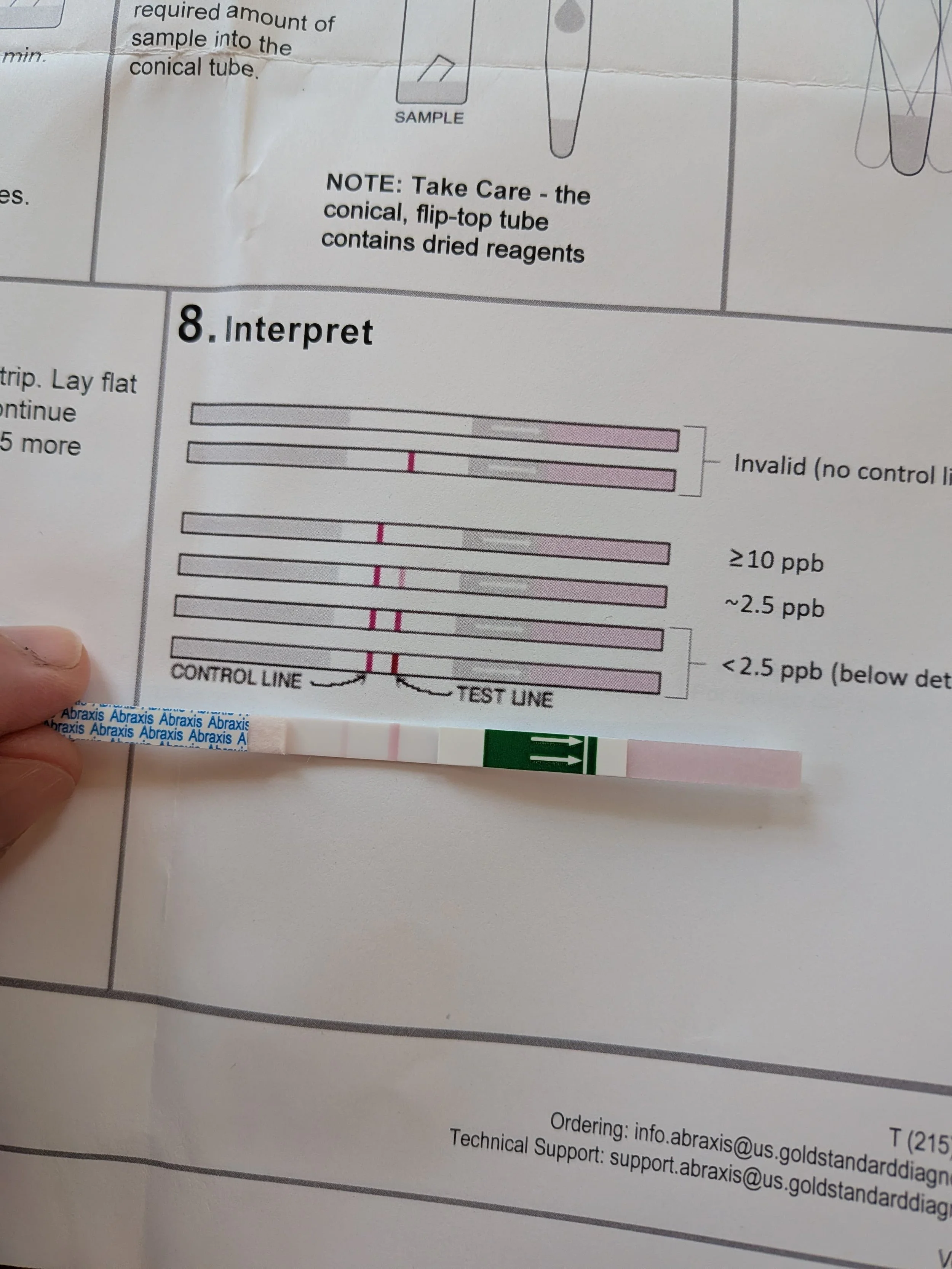 Algal toxin field test from Abraxis Gold Standard. Microcystins can be harmful to pets and humans. This is an advanced test to detect a range of microcystin toxin levels.