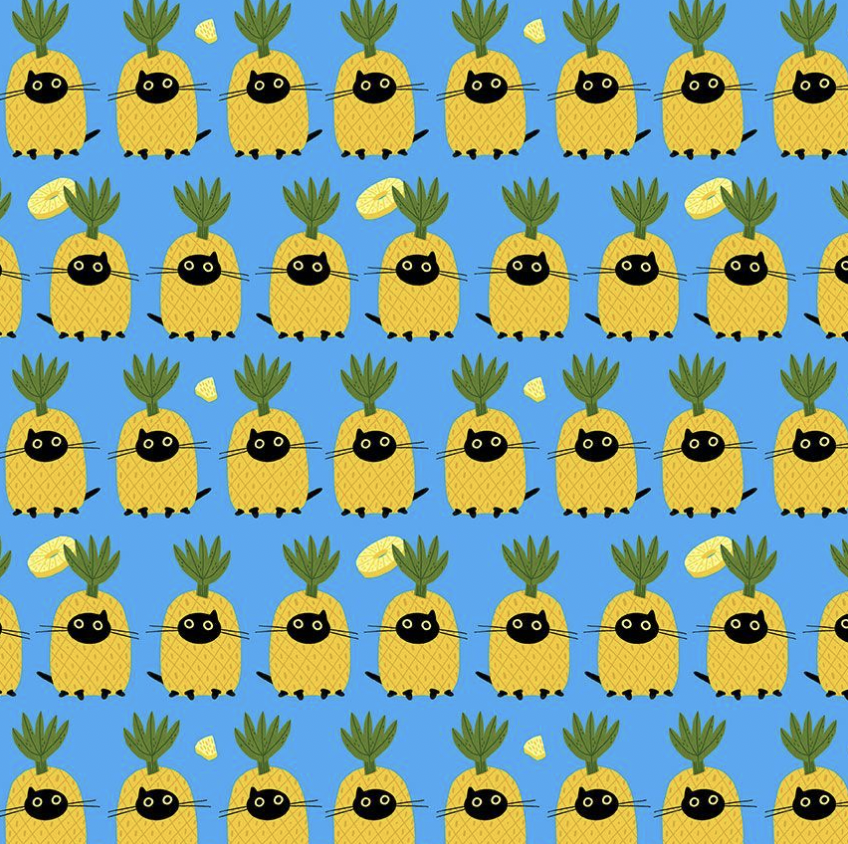 Cats In The Furruit Bowl Pineapples DLW3325 Dresden