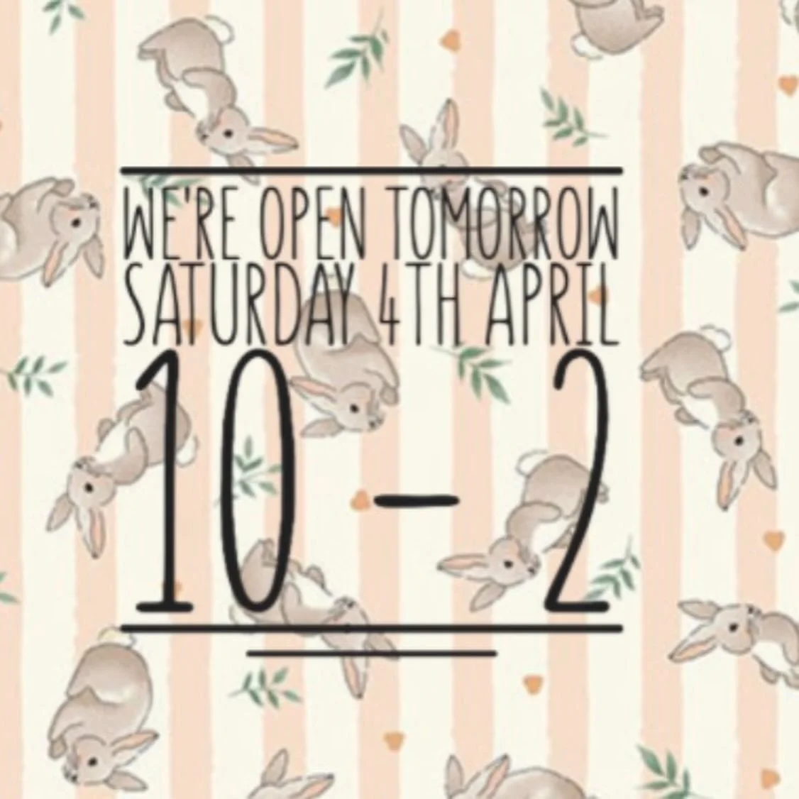 We&rsquo;re open tomorrow Saturday 4th April 10 - 2. It&rsquo;s going to be a lovely autumn day so come on out for your fabric, notions, kits, patterns and more.