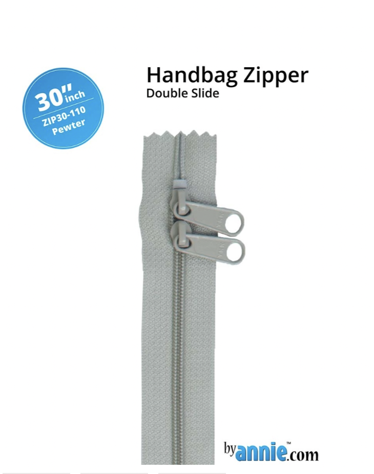 By Annie - 30" Double Slide Zipper Pewter