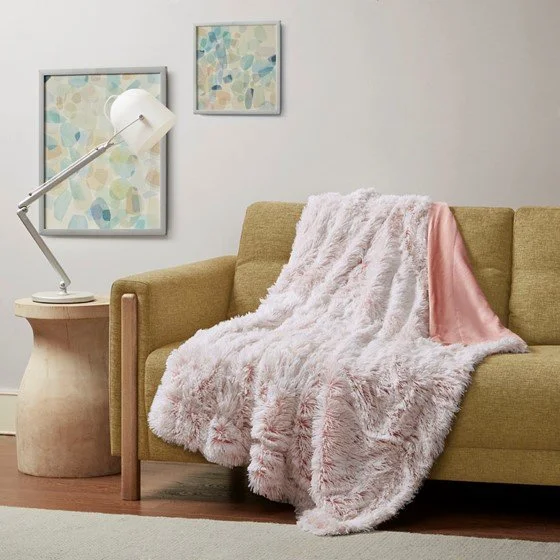Emma Shaggy Pink Fur Throw Blanket — Leon's Furniture Saint John