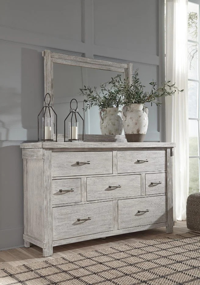 Brashland White Dresser & Mirror — Leon's Furniture Saint John