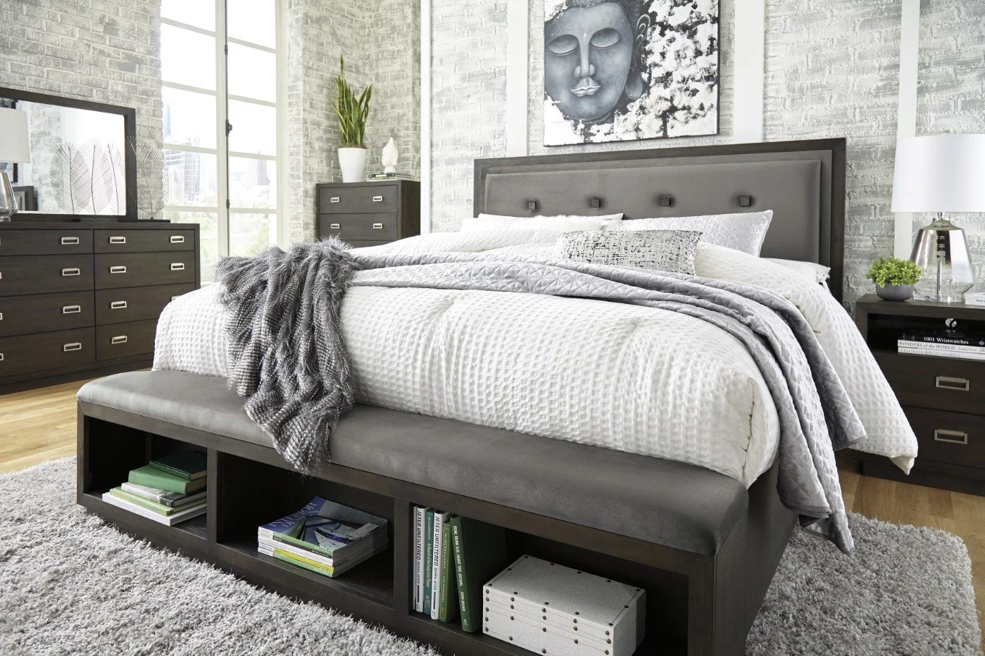 Hyndell Queen Upholstered Storage Bed — Leon's Furniture Saint John