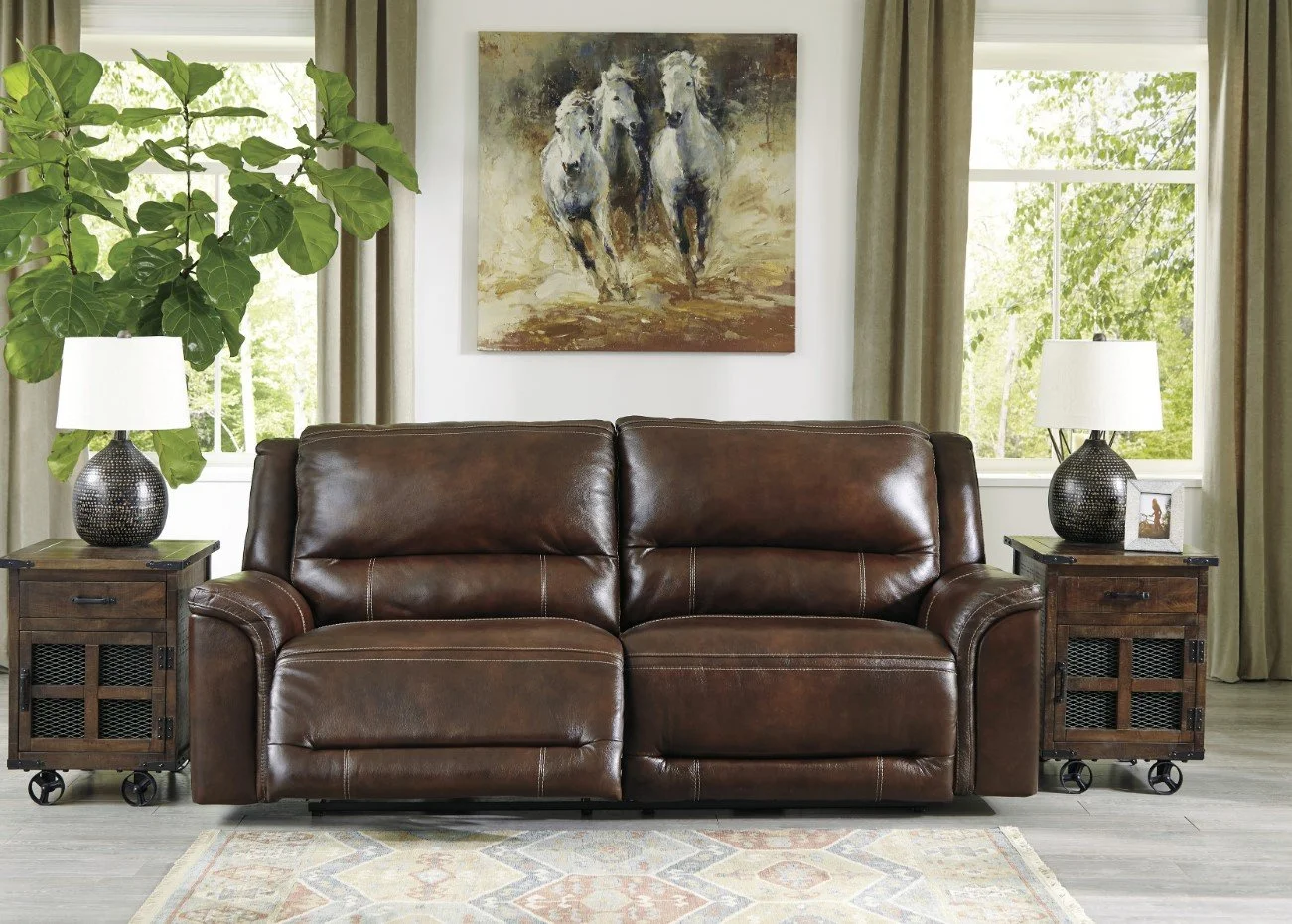 Stampede Chestnut Leather Sofa — Leon's Furniture Saint John