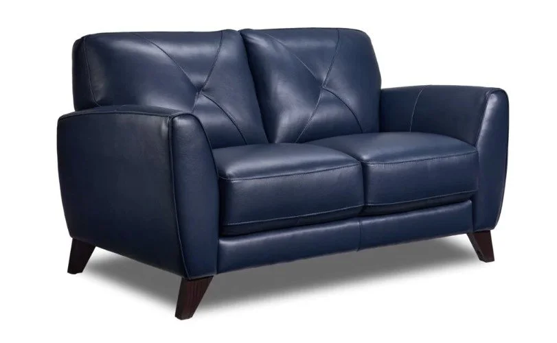 Royal Blue Leather Loveseat — Leon's Furniture Saint John