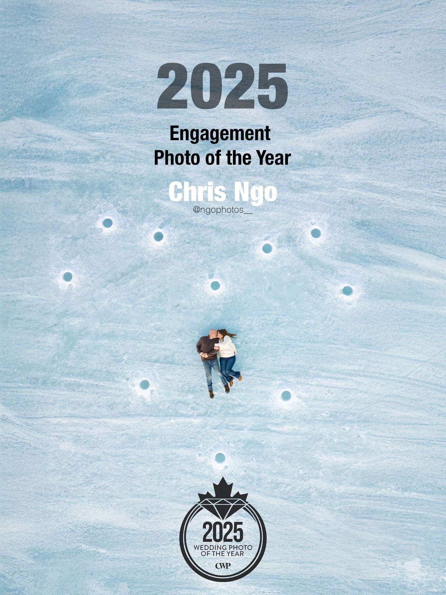Another surprise when I found out this past weekend that I won Engagement Photo of the Year for 2025.

When I took this photo with Ryan and Vanessa about a year ago, their love for ice fishing and my curiosity around using my drone more came together