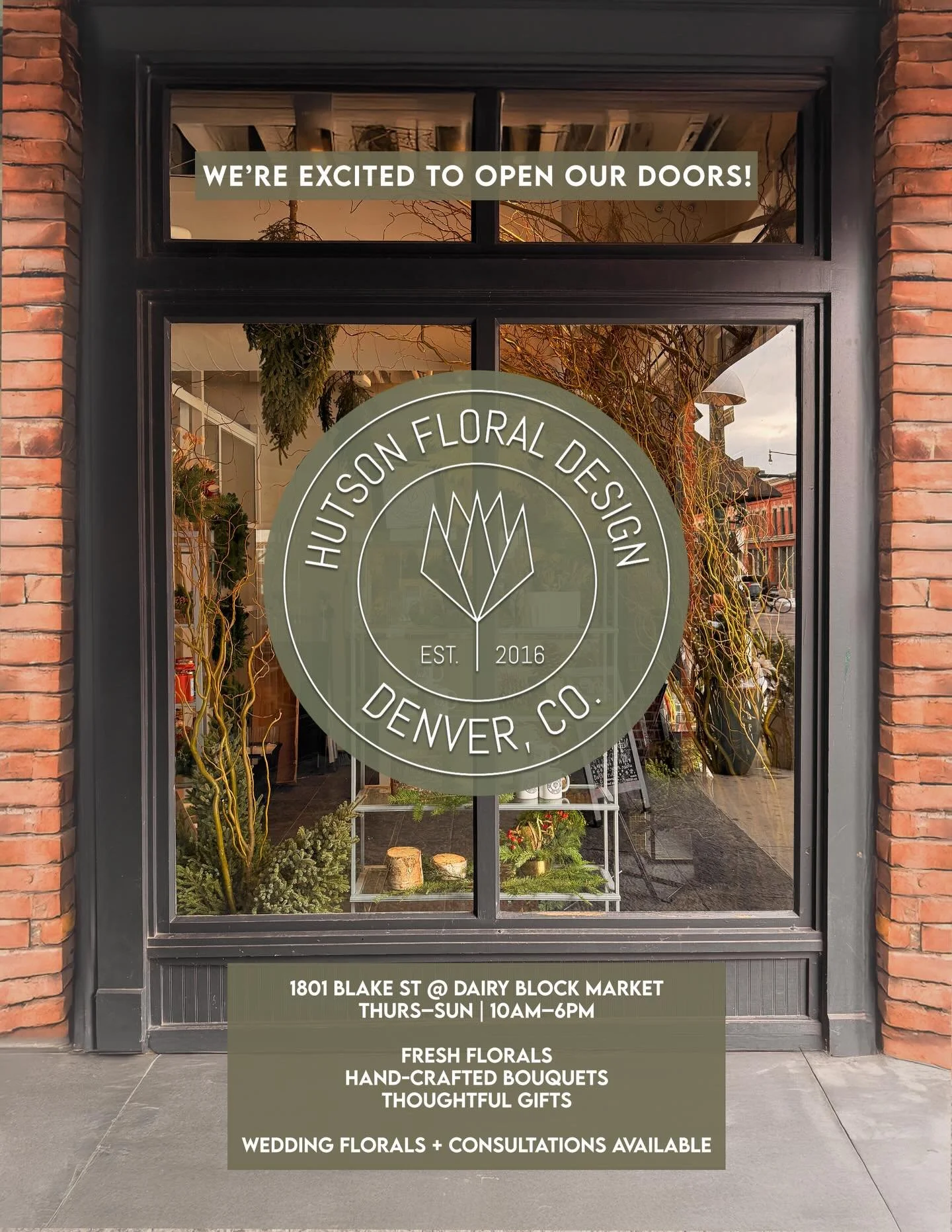 We are so excited!

Need flowers? You can pick up or schedule a delivery.
Pre order options:
- hutsonfloraldesign.com/shop
- on DOORDASH
- text/call 8155059602 

We accept walk-ins for wedding/event consultations, mockups.

&mdash; FREE DELIVERY IN D