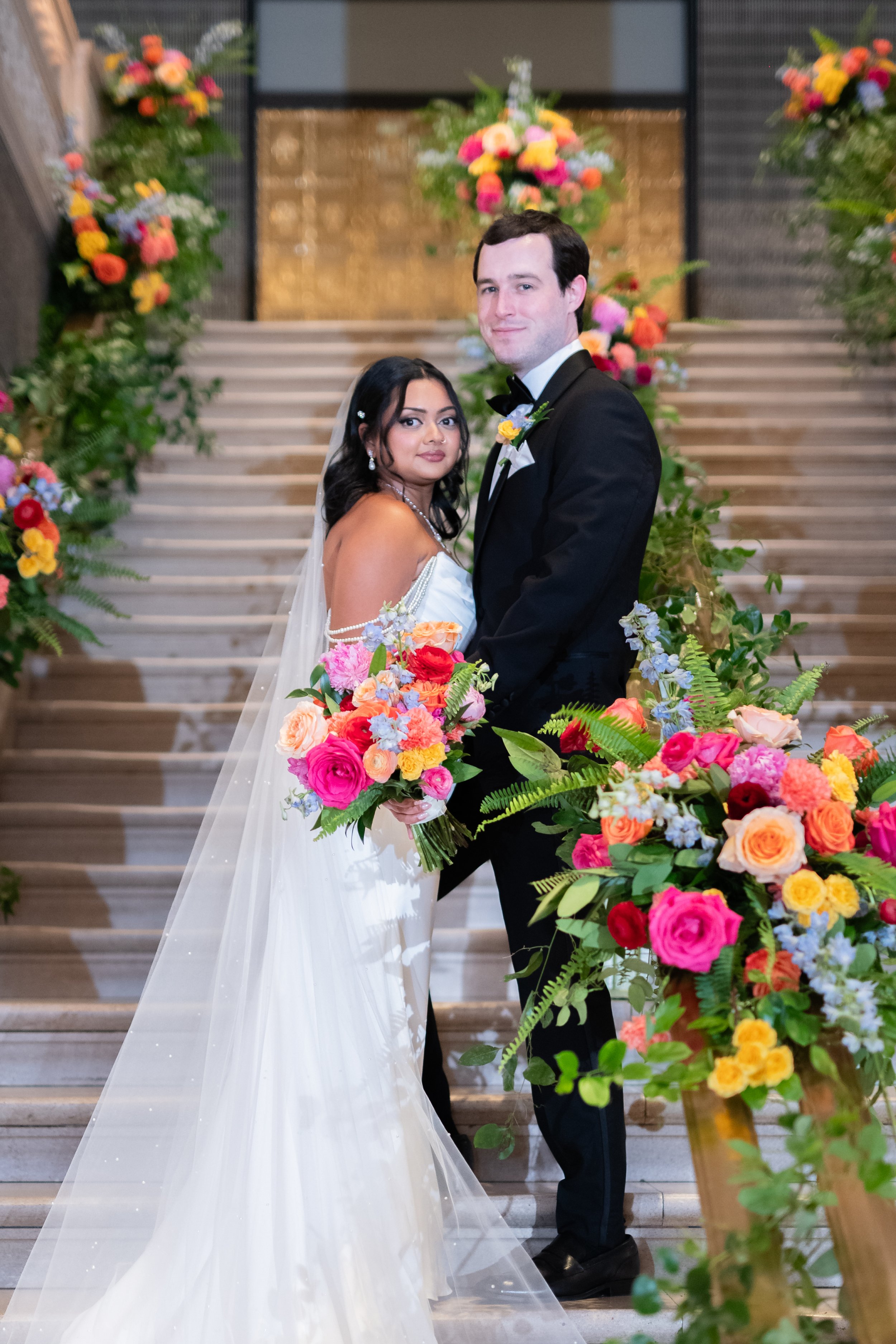 An American-Indian wedding, bold beautiful color palette.