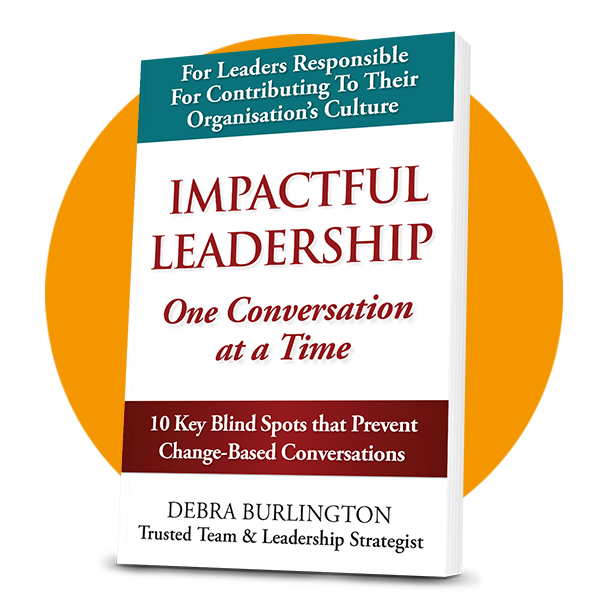 Text-based front cover design for Deb’s book titled ‘Impactful Leadership - One Conversation at a Time’