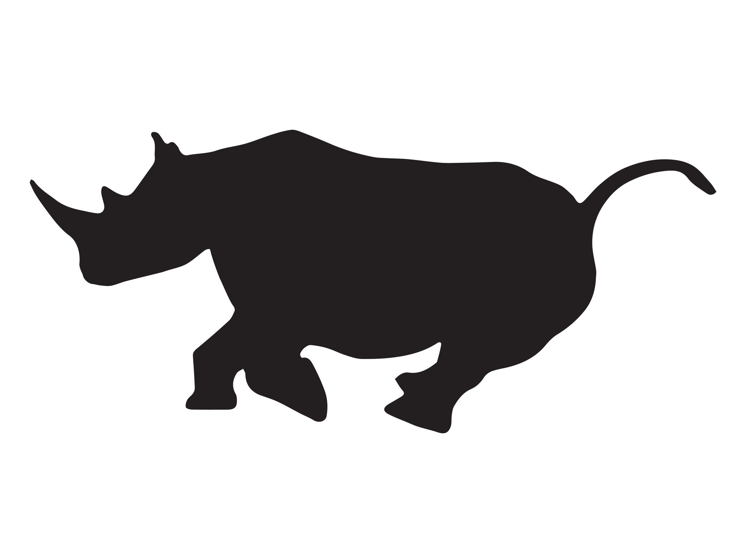 Black Silhouette Running Rhino