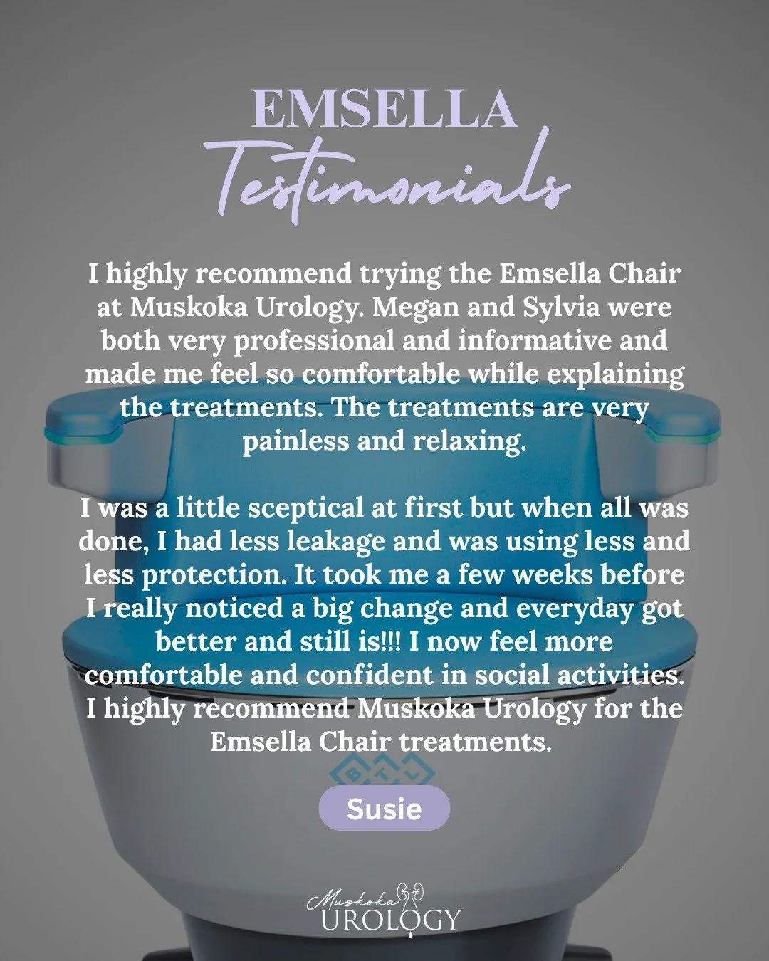 "I was a little sceptical at first..."💭 We hear this often! 

It&rsquo;s completely normal to wonder if the EMSELLA Chair is too good to be true. But, like Susie, our patients quickly discover how life-changing it is!

From "sceptical