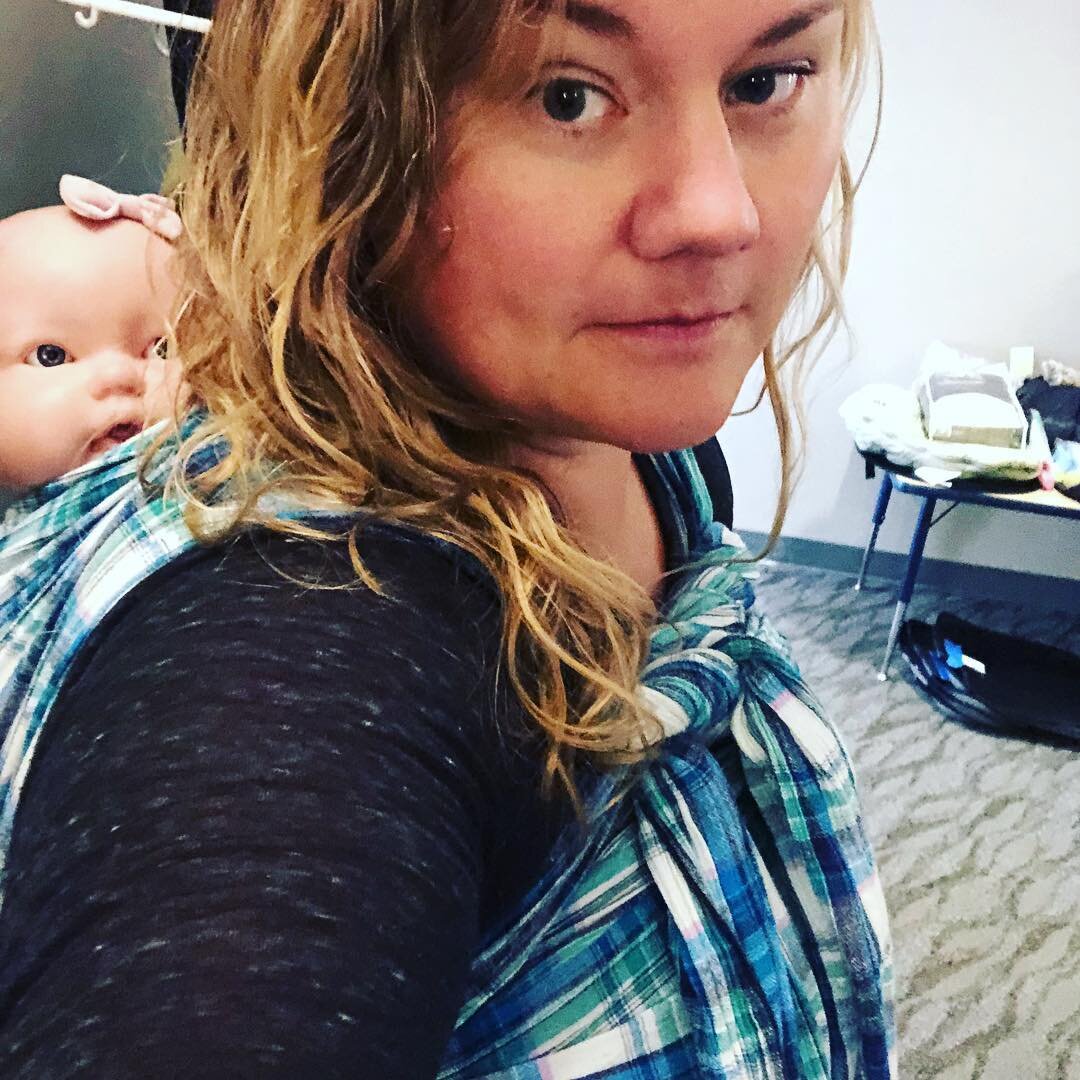 Just back wrapping a doll in a gauze wrap (not my best idea ever), don&rsquo;t mind me!  #hellomihibw #delilahthedemodoll #lilpeeperskeepers #gauzewrap #plaid #bouldercolorado #bouldercountykidssale #bouldercountykids #twinsale #wearallthebabies #cre