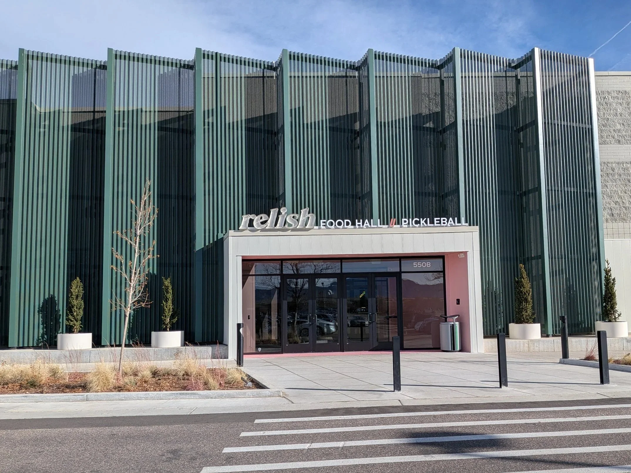 Storefront photo of Relish Food Hall and Pickleball building