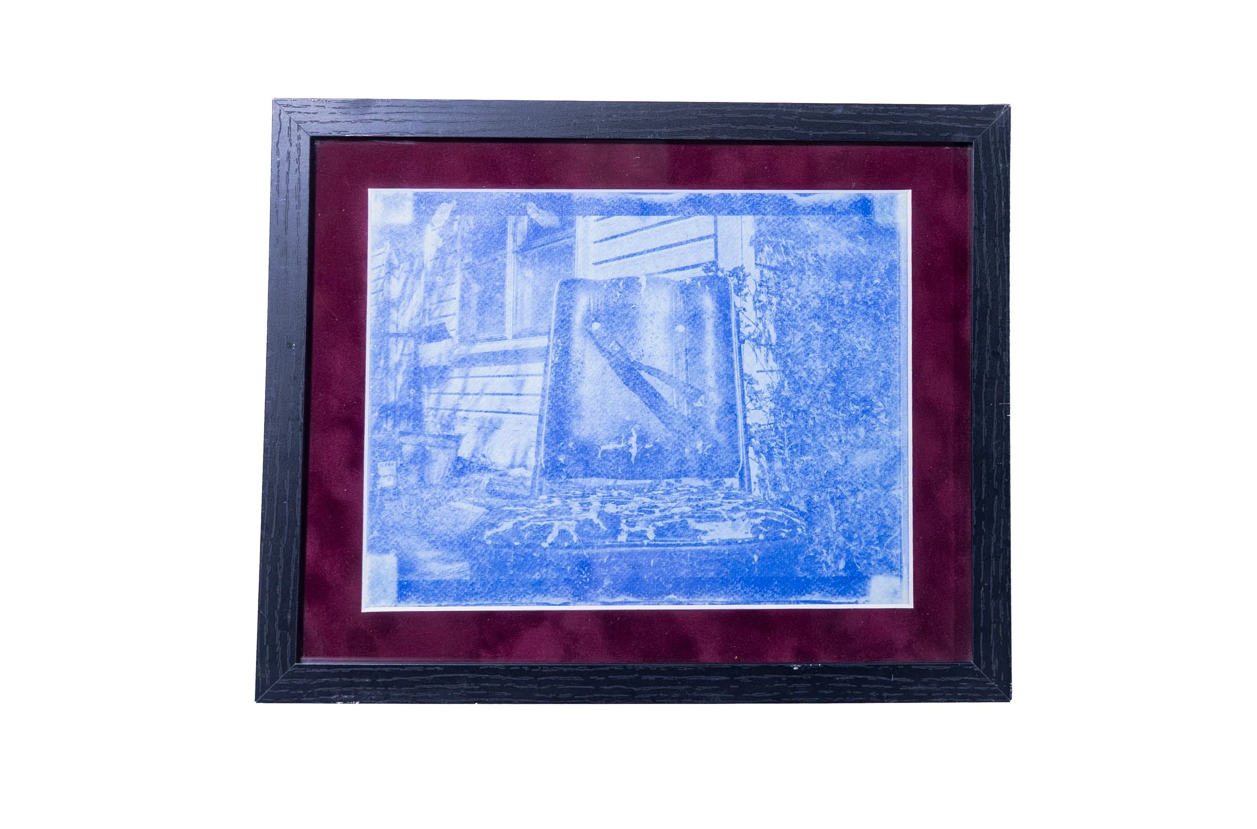 Home Spun cyanotype Framed Print