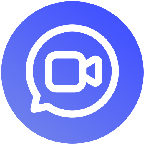 Zoom video call icon in a circular blue background