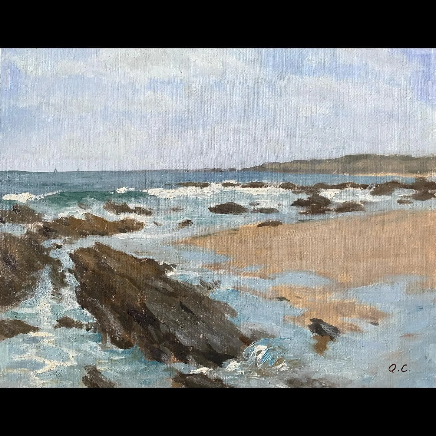 A landscape oil sketch of the Rocky Bight tide pools in Crystal Cove, California, done as a study for the larger painting. Available on my website, link in my bio