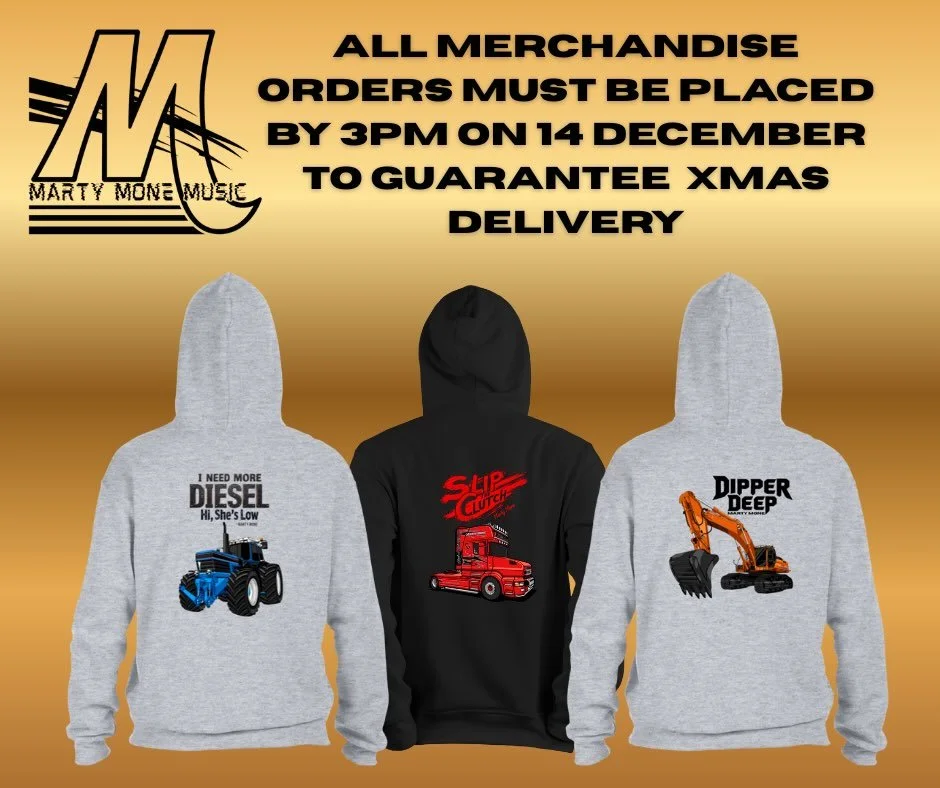 Merchandise Christmas Update 🚨
All merchandise orders must be placed by 3pm on 14th December to guarantee Christmas delivery. 

Orders after this point will be shipped but we cannot guarantee delivery for Xmas. 

www.martymonemusic.com/shop 

#marty
