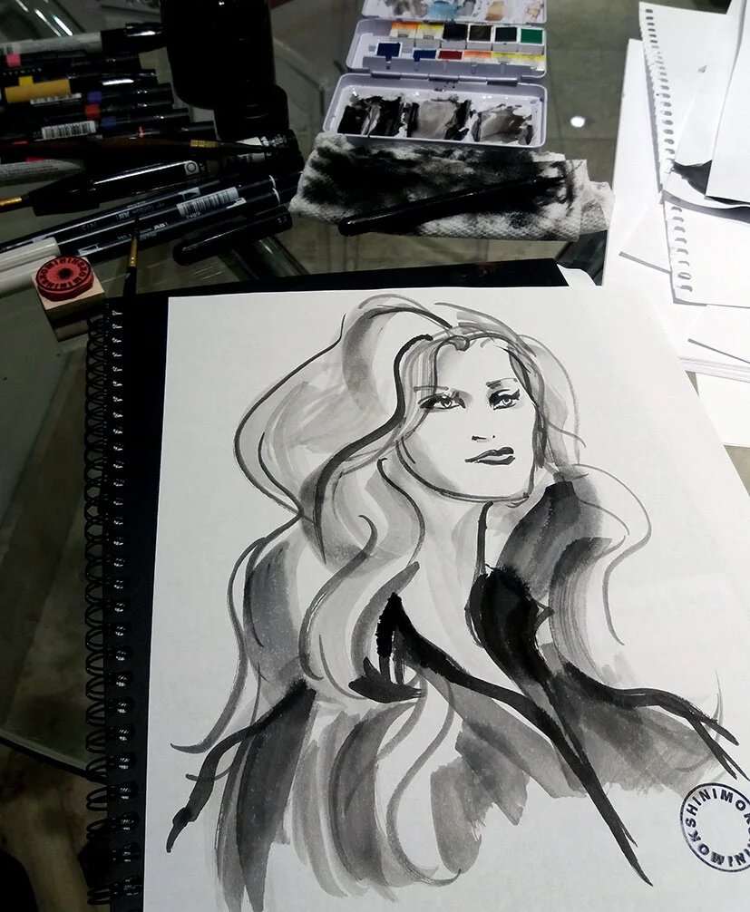 Close up sketch of a live drawing