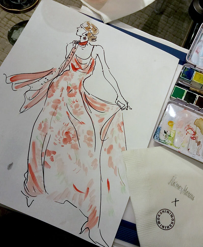Live drawing of a model at Neiman Marcus' prom event