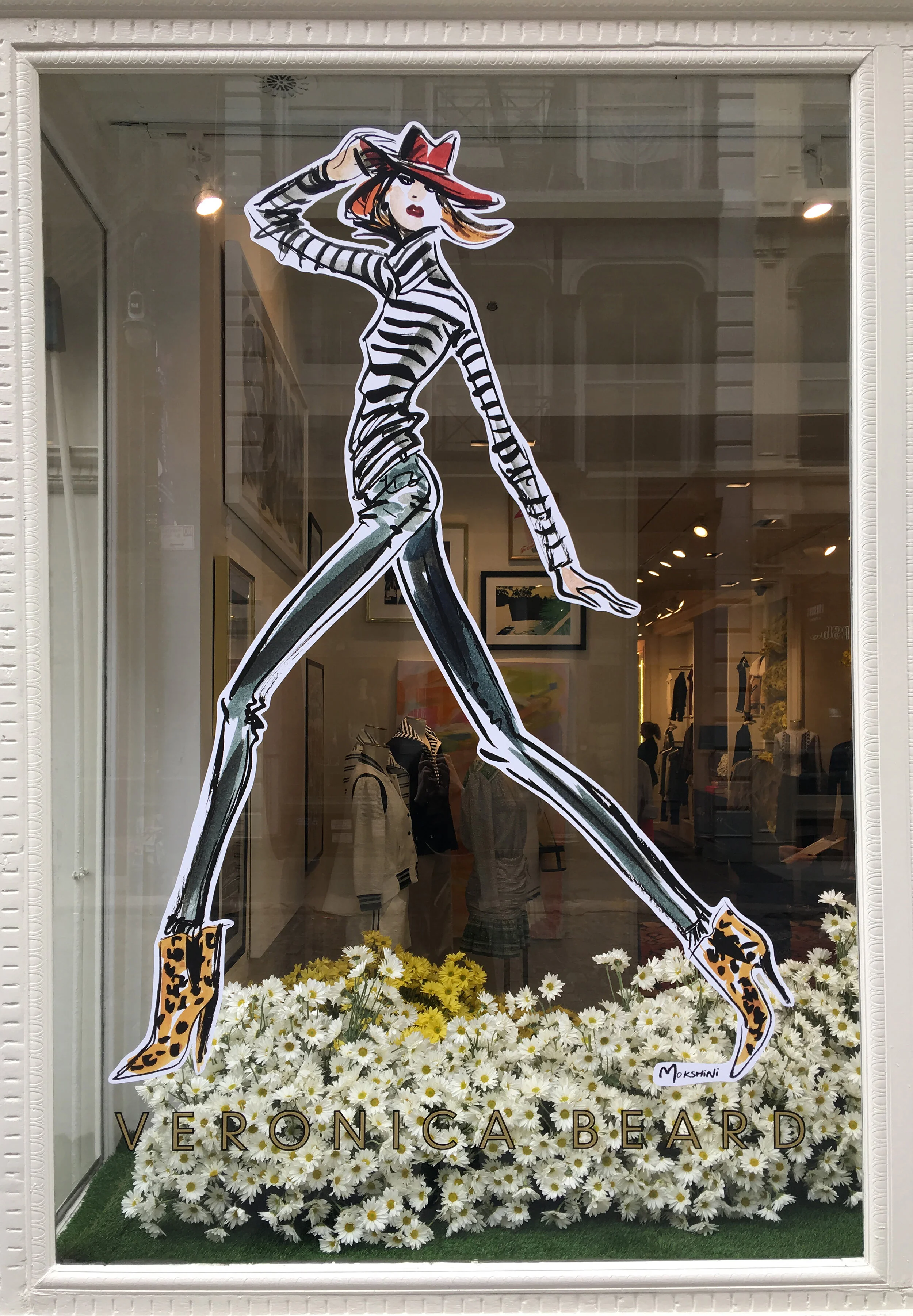 Mokshini's illustration for VB's store front, created for their SoHo store launch