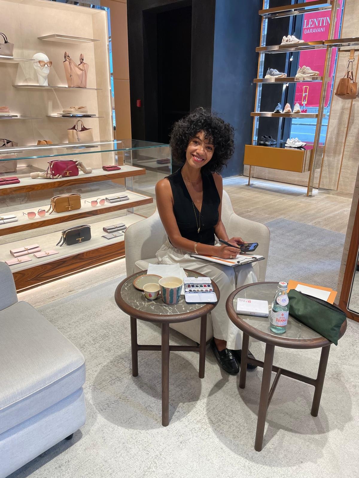 Mokshini sketching live at Tod's